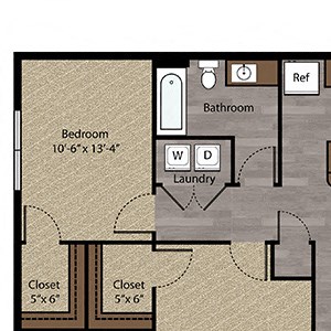 Two Bedroom Floor Plan Two Bedroom Floor Plan at Landings Apartments, The, Bellevue, NE